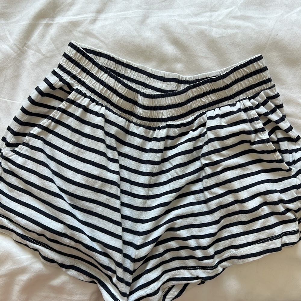 H&M Navy and White Striped Shorts